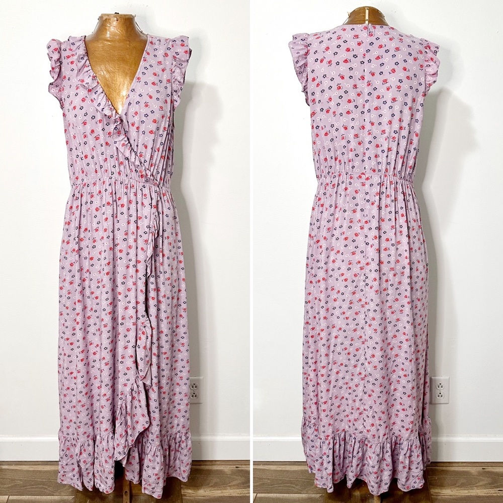 Madewell Floral Print Ruffled-Edged Wrap Mani Dress in Prairie Posies Size 6